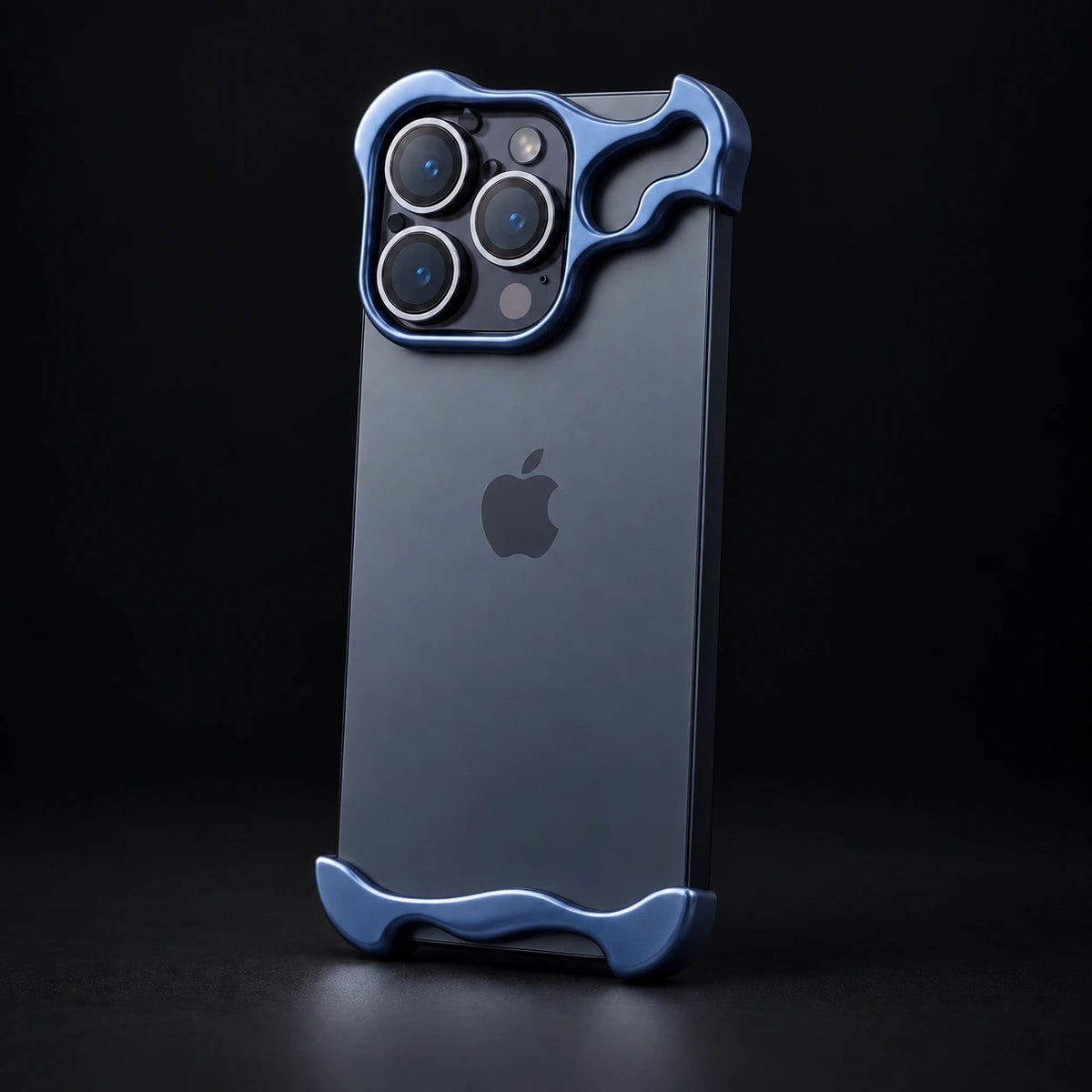NØVA Twin – blue case finish on an example phone, dark studio photograph