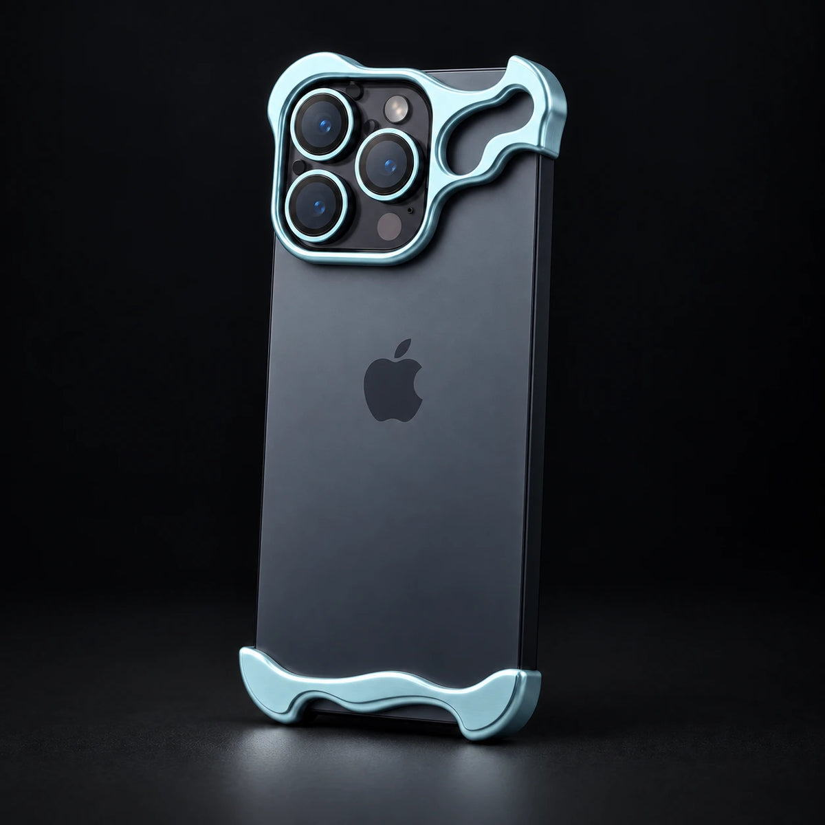 NØVA Twin – light blue case finish on an example phone, dark studio photograph
