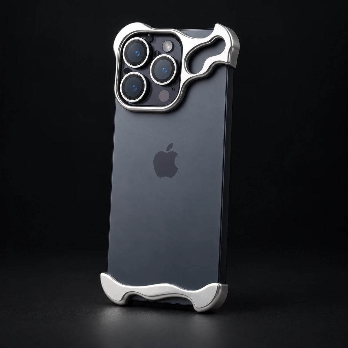 NØVA Twin – silver case finish on an example phone, dark studio photograph